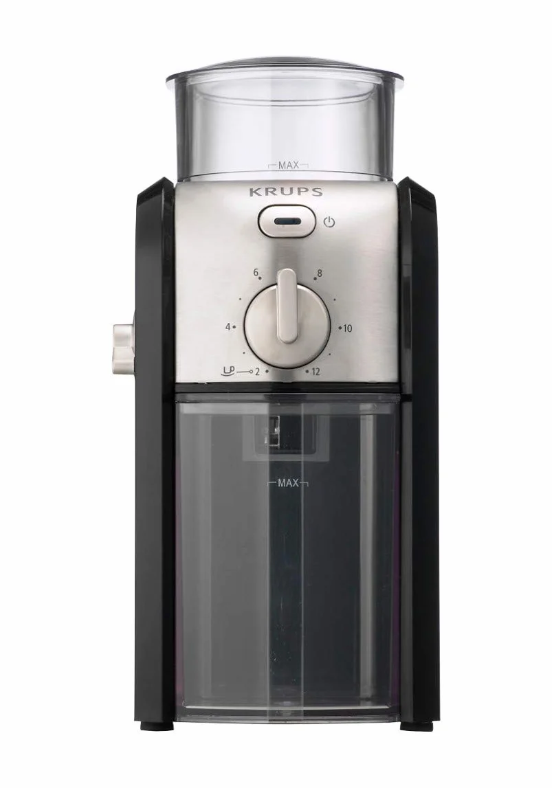 Krups GVX242 Molinillo de café profesional con sistema de muelas con torno-molido y 17 ajustes de triturado, de más fino a más grueso, potencia 100 W, Negro