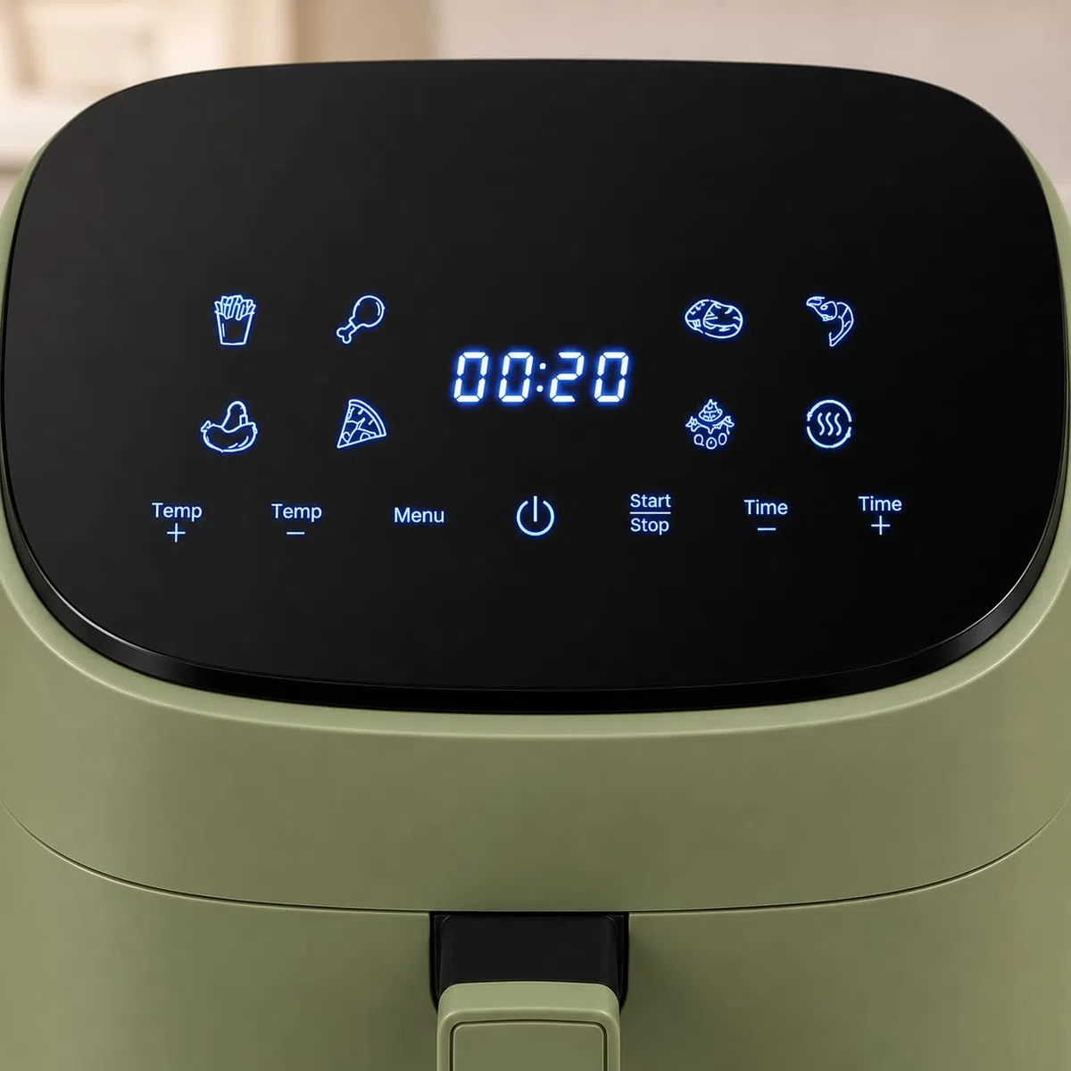 Iluminashop - Air Fryer Line Green Touch 6,5L, Freidora de Aire sin Aceite, 1600W, 8 Menús Digitales, Pantalla Táctil,Función Grill, Temporizador regulable, Temperatura 80-200°C, Fácil y Saludable
