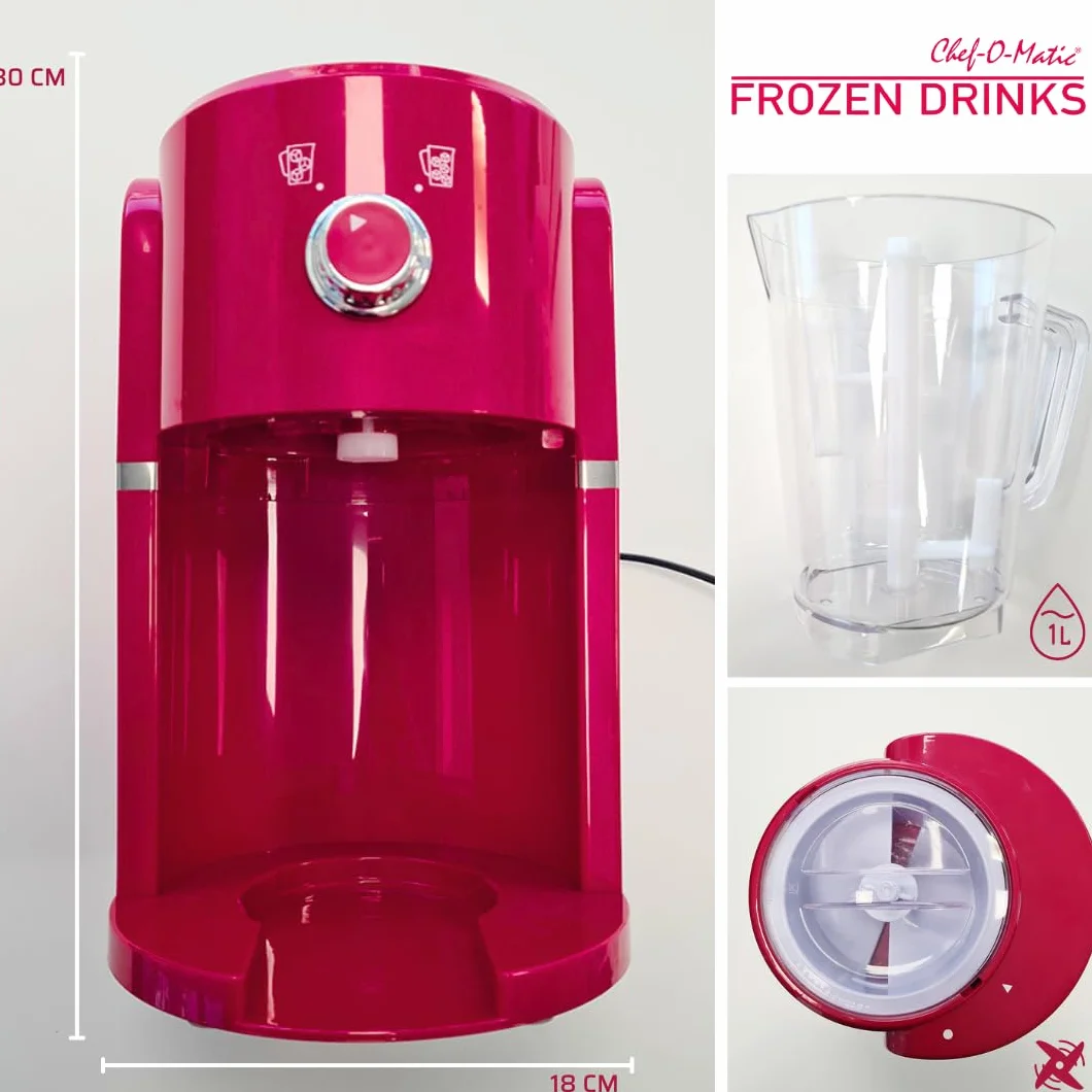 Picadora de Hielo Eléctrica Frozen Drinks, Cuchilla Acero Inoxidable, Capacidad 1.1L Granizados, cócteles, Bebidas frías, Combinados, Yogur Helado,30w,Picado Fino y Grueso.