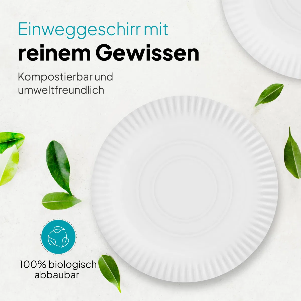 Commerline 200 Unidades Platos Redondos de Papel de 38 cm de Diámetro | Platos Desechables para Tartas, Fiestas y Aperitivos | Vajilla Desechable para Comida