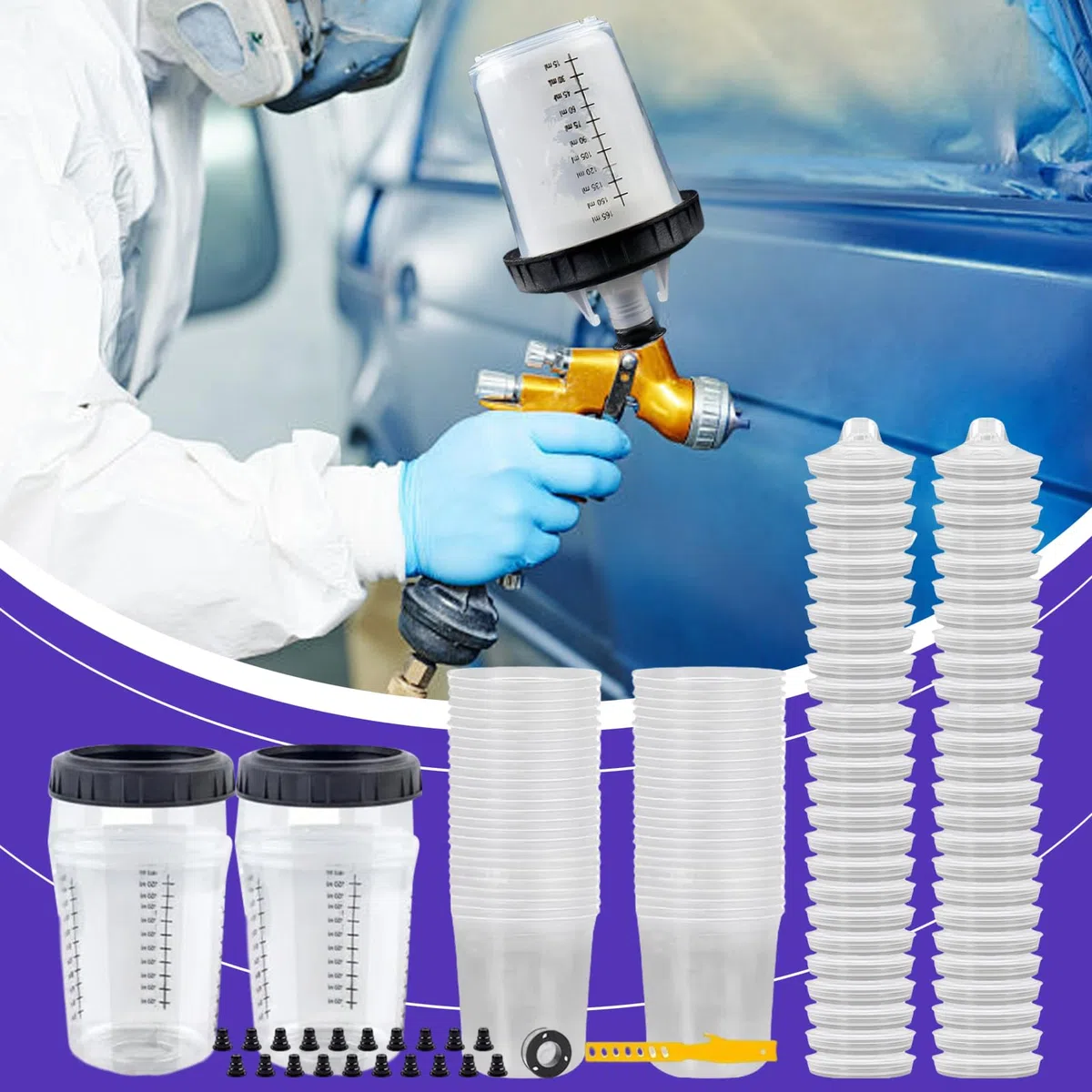 Vasos De Mezcla De Pintura Para Automóviles Vasos Medidores De Pintura 165 | Envase Compacto Transparente Con Medición Para Arte Manualidades Renovación Reparación Muebles Coche