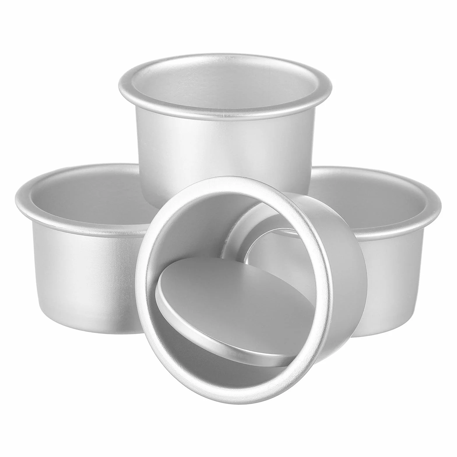 4 Moldes Redondos con Fondo Extraíble de Aleación de Aluminio Distribución Uniforme del Calor para Hornear para Pasteles en Reuniones con Amigos