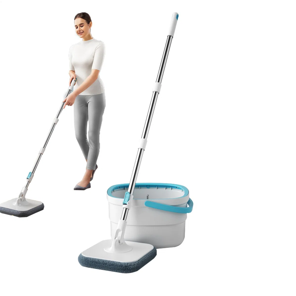 Juego De Fregona Y Cubo Herramientas Para Limpieza De Suelos Con Separación | Cubo Con Escurridor Para Fregona Para Dormitorio Sala De Estar Comedor Cocina Baño Estudio