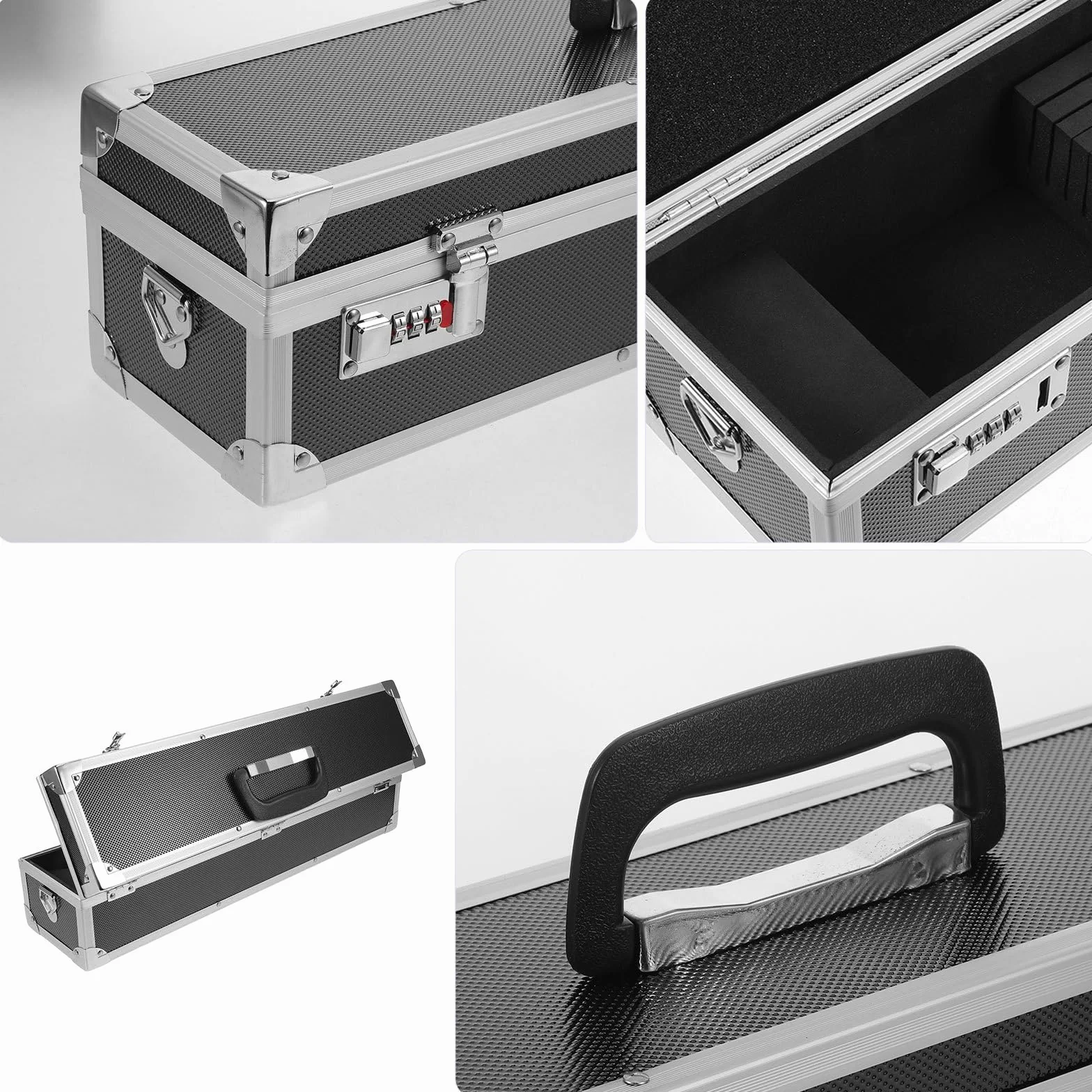 Estuche de Aluminio con Carcasa Dura y 8 Ranuras para Cuchillos de Cocina Profesional con Cerradura Doble y Diseño Portátil para Clases de Cocina y Uso Doméstico