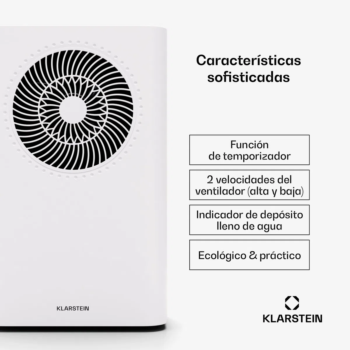 Klarstein CircleDry 16L Deshumidificador Inteligente, Wifi, Silencioso 38dB, Temporizador 24h, Drenaje Continuo, Control de Humedad, Portátil para Hogar, Oficina, Habitaciones hasta 32m²