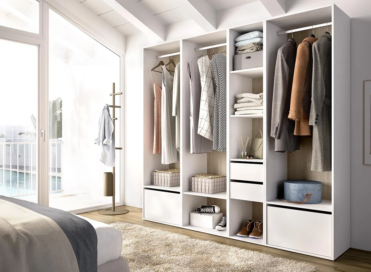 DEKIT Grupo RIMOBEL-Conjunto Armario-VESTIDOR con 2 CAJONES+2 ZAPATEROS,Trasera Reversible