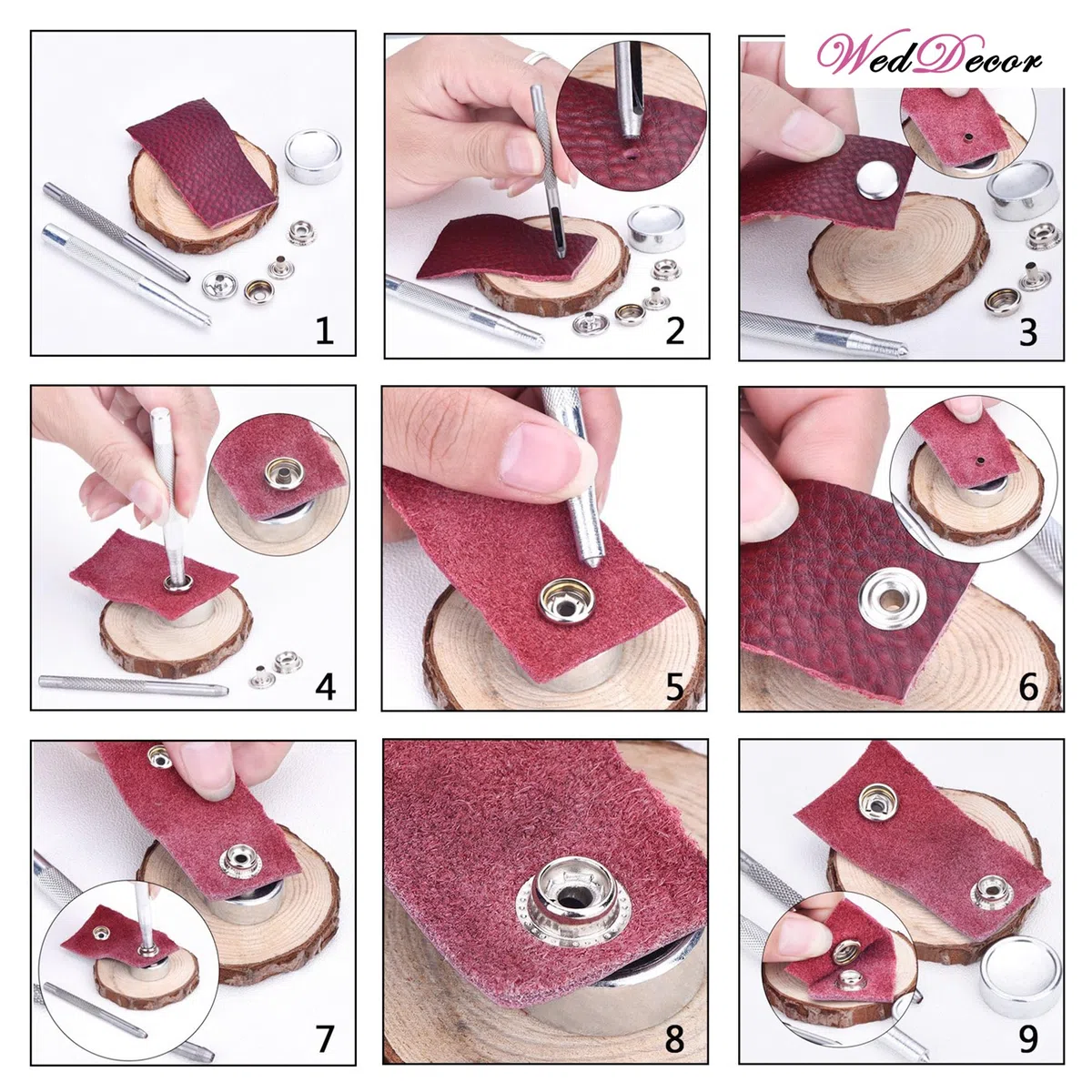 Weddecor Beige 15mm Botones a Presión Metal Resistente Níquel Libre 4 Partes Cierres Remaches Botón para Cuero Manualidades, Chaquetas, Bolsas, Tiras, Jeans, Ropa Reparación - Pack De 10 - Hongo, 500