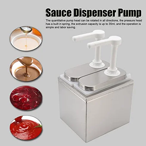 Dispensador de Condimentos, Contenedores de de Bomba, Estación de Plástico y Acero Inoxidable para Cocina y Hogar (Bomba Doble 1L)