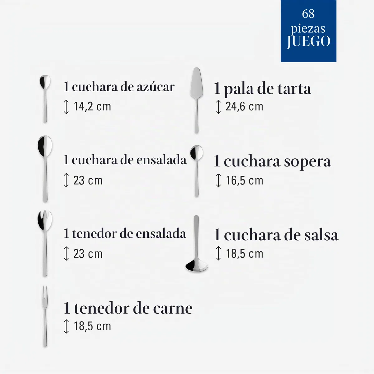 Villeroy & Boch Louis Cubiertos de mesa para 12 personas, 68 piezas, Acero inoxidable