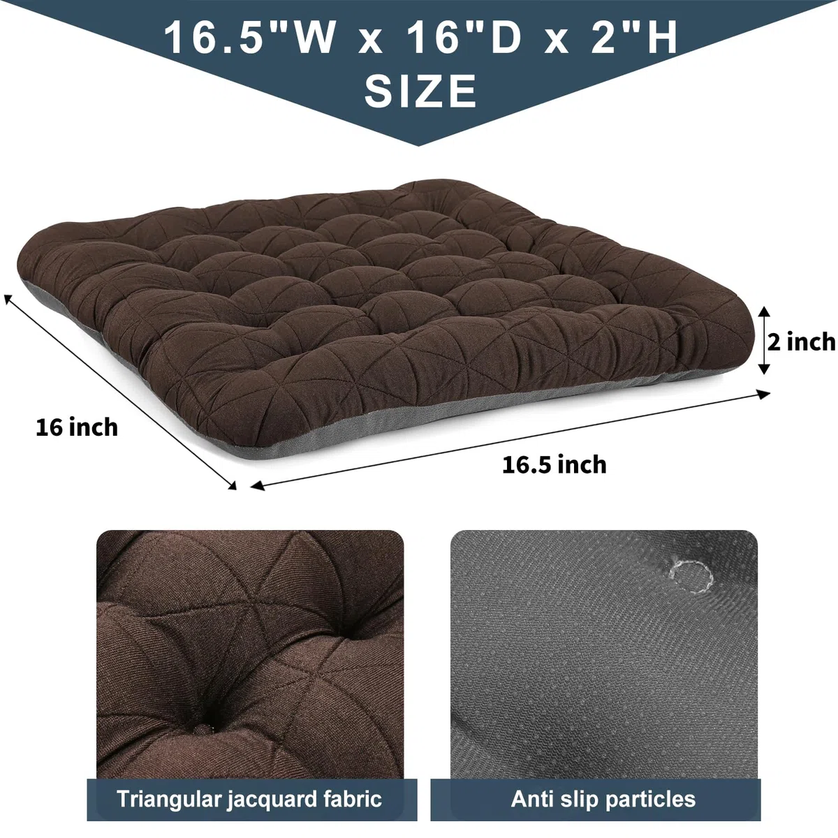 BUYUE Good Support - Cojín para silla de oficina, jacquard de lujo con cojín de asiento de silicona antideslizante, acolchado para escritorio de computadora, silla de cocina (1 unidad, marrón)