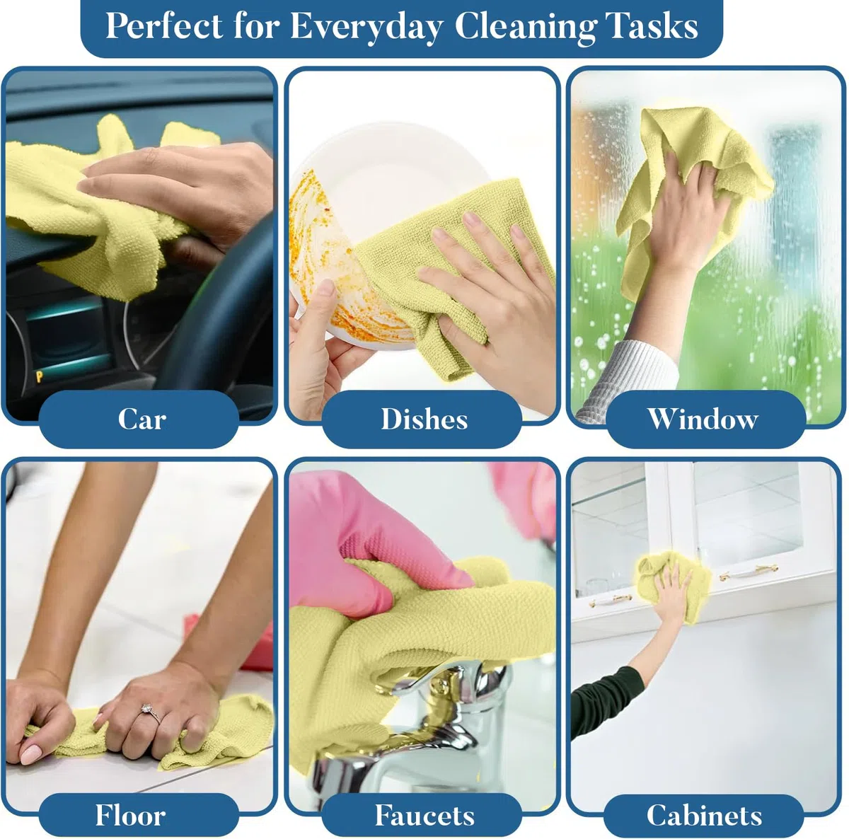 DAN RIVER Tear Away - Rollo de toallas de limpieza de microfibra, paquete de 50, paños reutilizables de 12 x 12 pulgadas para polvo, cocina, baño, coches, sin arañazos, suministros de limpieza sin