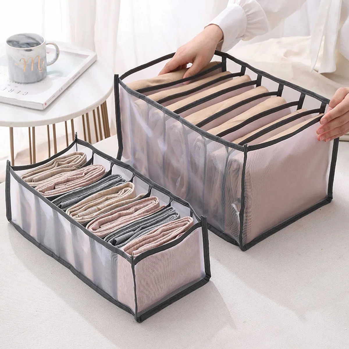 Organizador de Ropa de Closet de 8 Piezas, Organizador de Compartimiento de Jeans, Organizador de cajón Plegable for Camisas, Camisetas, Almacenamiento de Pantalones (Grande/pequeño)