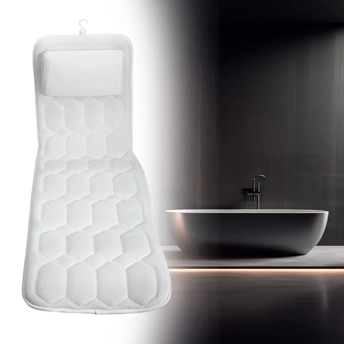 Almohada de Bañera con Soporte para La Espalda, Accesorio Portátil para SPA con Ventosas, Almohadilla de Baño, Reposacabezas, Almohada para Remojar La