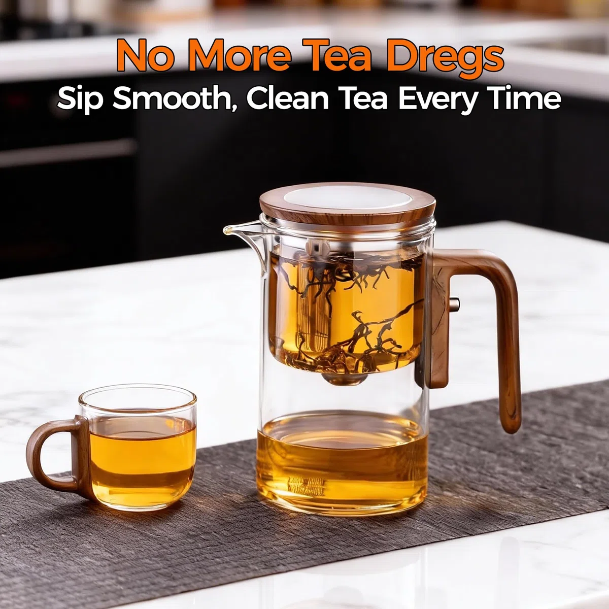 Enchanti Tetera, tetera mágica de cristal con diseño de brujería creativa, infusor de té de cristal desmontable para té suelto, ideal para preparar té (Transparente, 20oz)