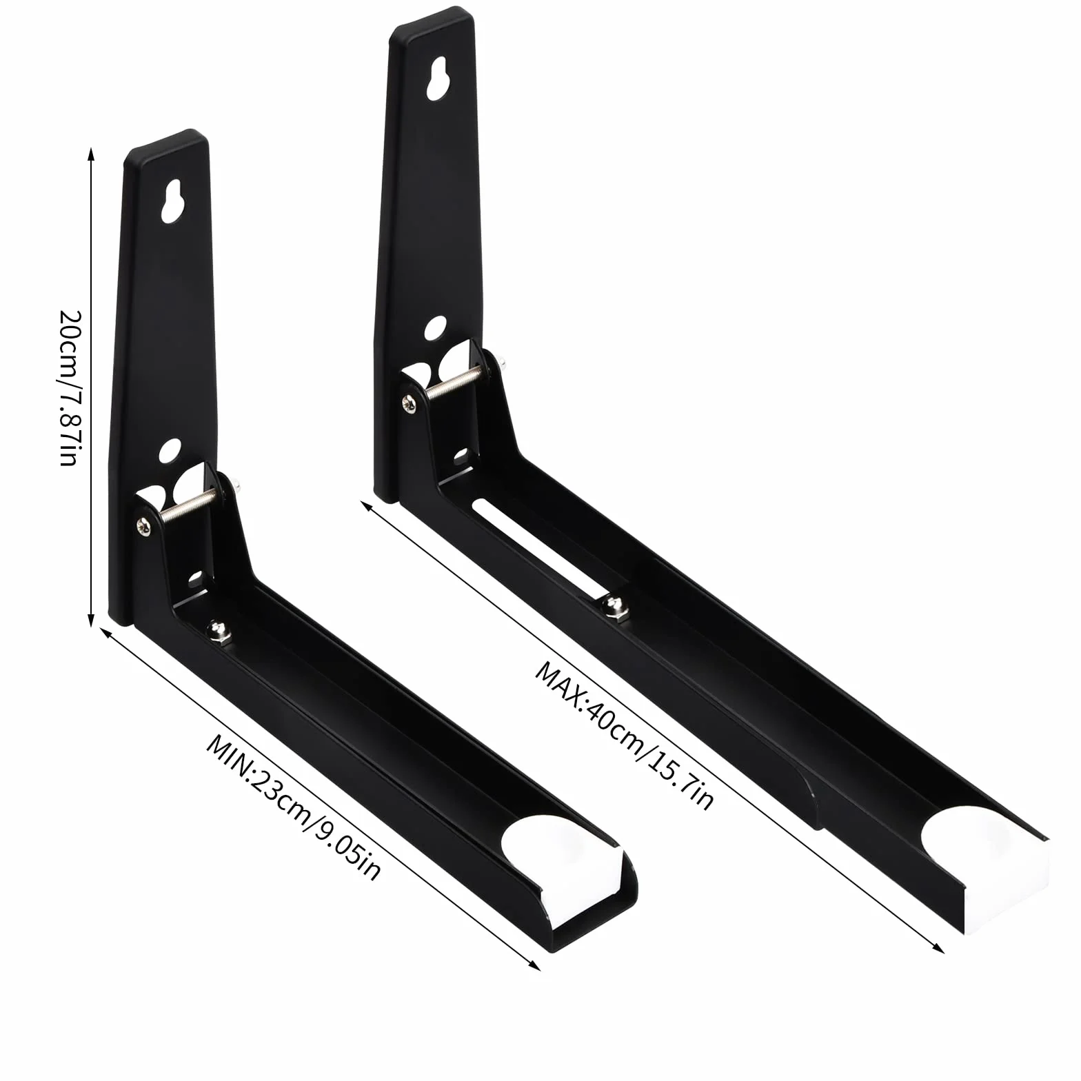 Estante de pared para microondas, soporte de pared para ahorrar espacio, ajustable, plegable, fácil instalación, color negro