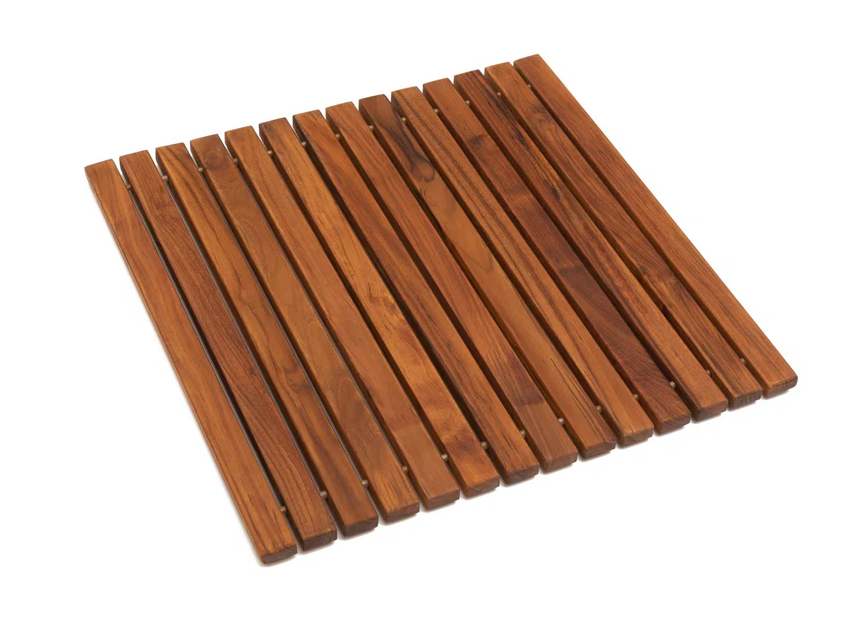 AsinoX TEK4H880 - Tarimas de ducha y baño flexible, 66 x 66 cm, madera de teca, color natural