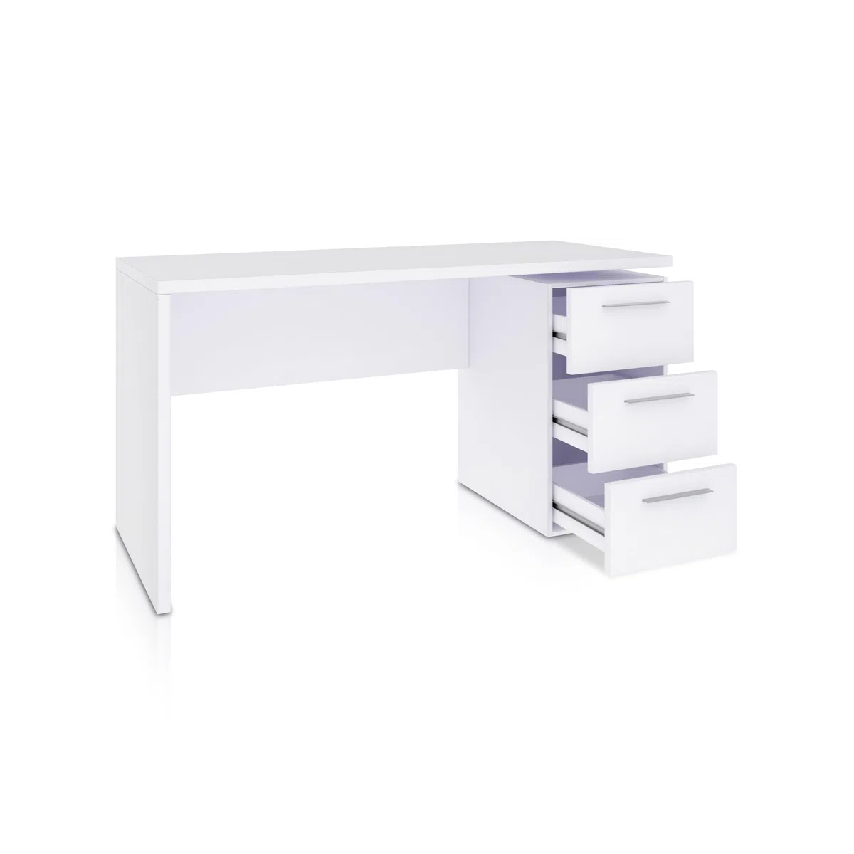 duehome | Mesa de Despacho 3 Cajones, Escritorio, Modelo Sasha, Acabado en Color Blanco Artik, Medidas: 138 (Ancho) x 60 cm (Fondo) x 74 (Alto)