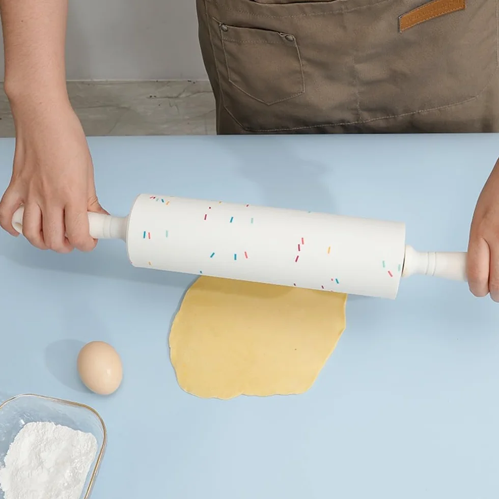 Rodillo de silicona para hornear, herramienta de cocina doméstica, accesorio antiadherente para hornear, 31 x 4,3 cm, fácil de limpiar, perfecto para galletas y pastelería