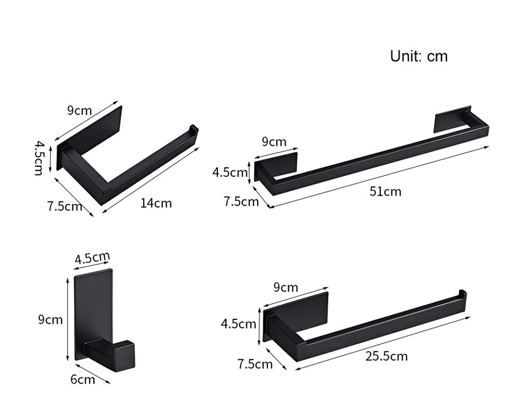 Juego de Accesorios para baño Negro Gancho para Bata Toallero Barra Estante Barra Estante Soporte para Papel de Seda Soporte para Cepillo de Dientes Accesorios de baño, B Soporte para Papel