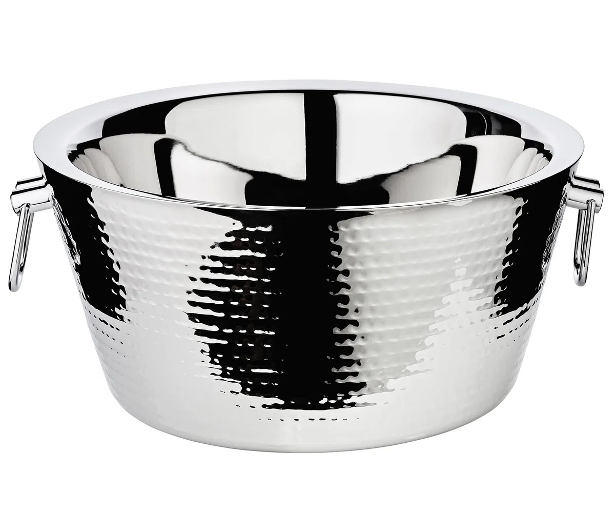 EDZARD Champanera Ontario (Ø 38 cm, H 18 cm), acero inoxidable de doble pared, martillada, con asas, para 5 botellas – enfriador de cava grande, enfriador de botellas
