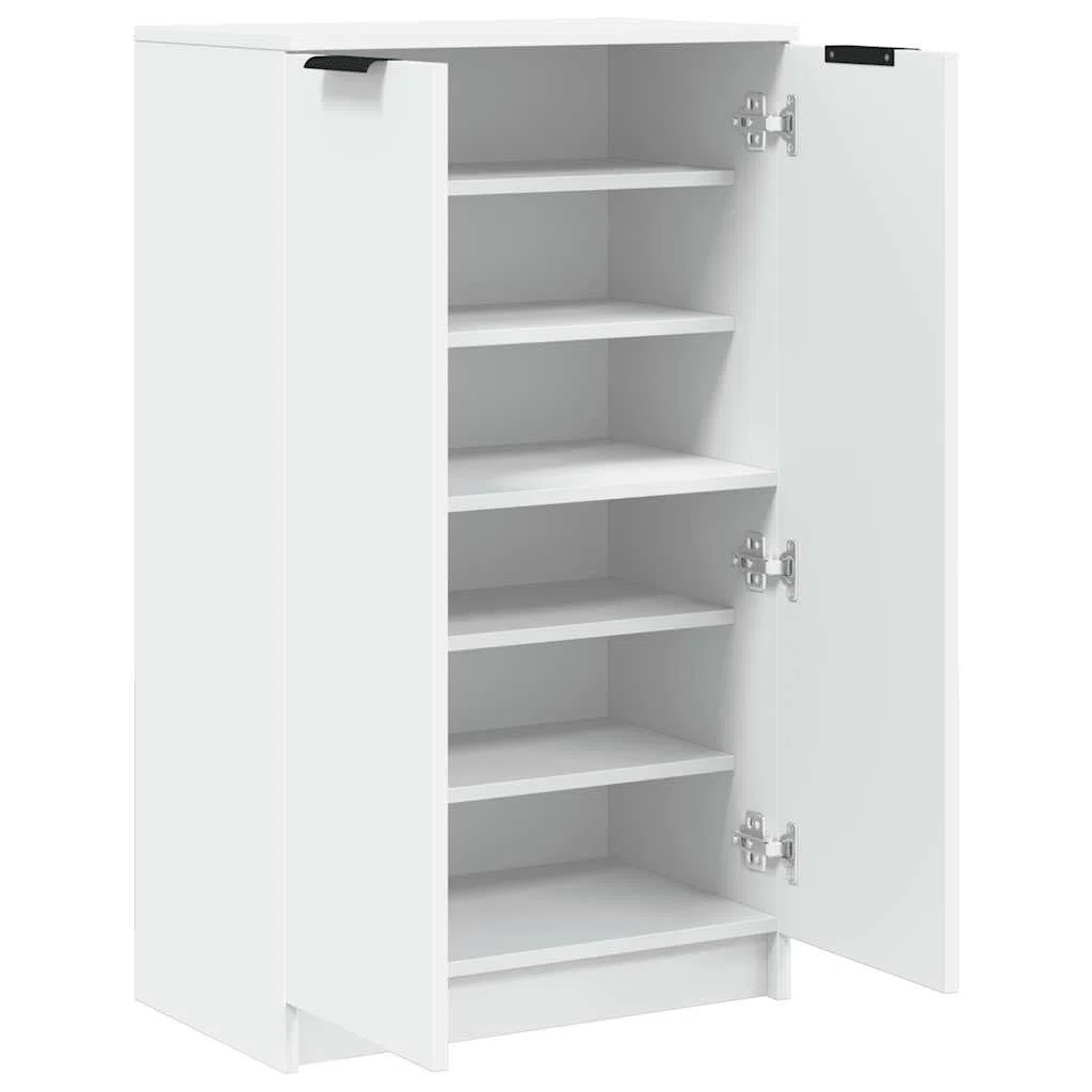 vidaXL Mueble Zapatero Armario Estantería Pasillo con Puertas Organizador Pared Adornos Jarrones Decoración de Madera Contrachapada Blanco