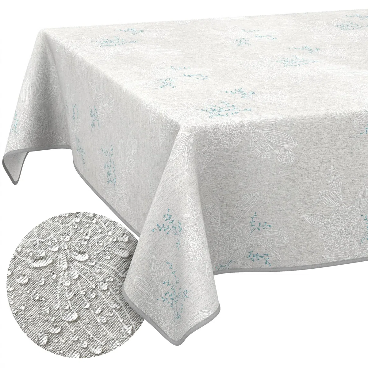 ANRO Mantel de Mesa Tela 70% Algodón 30% Poliéster | Japondi Gris | Rectangular Oval Redondo | Fácil Limpieza 180x140 cm