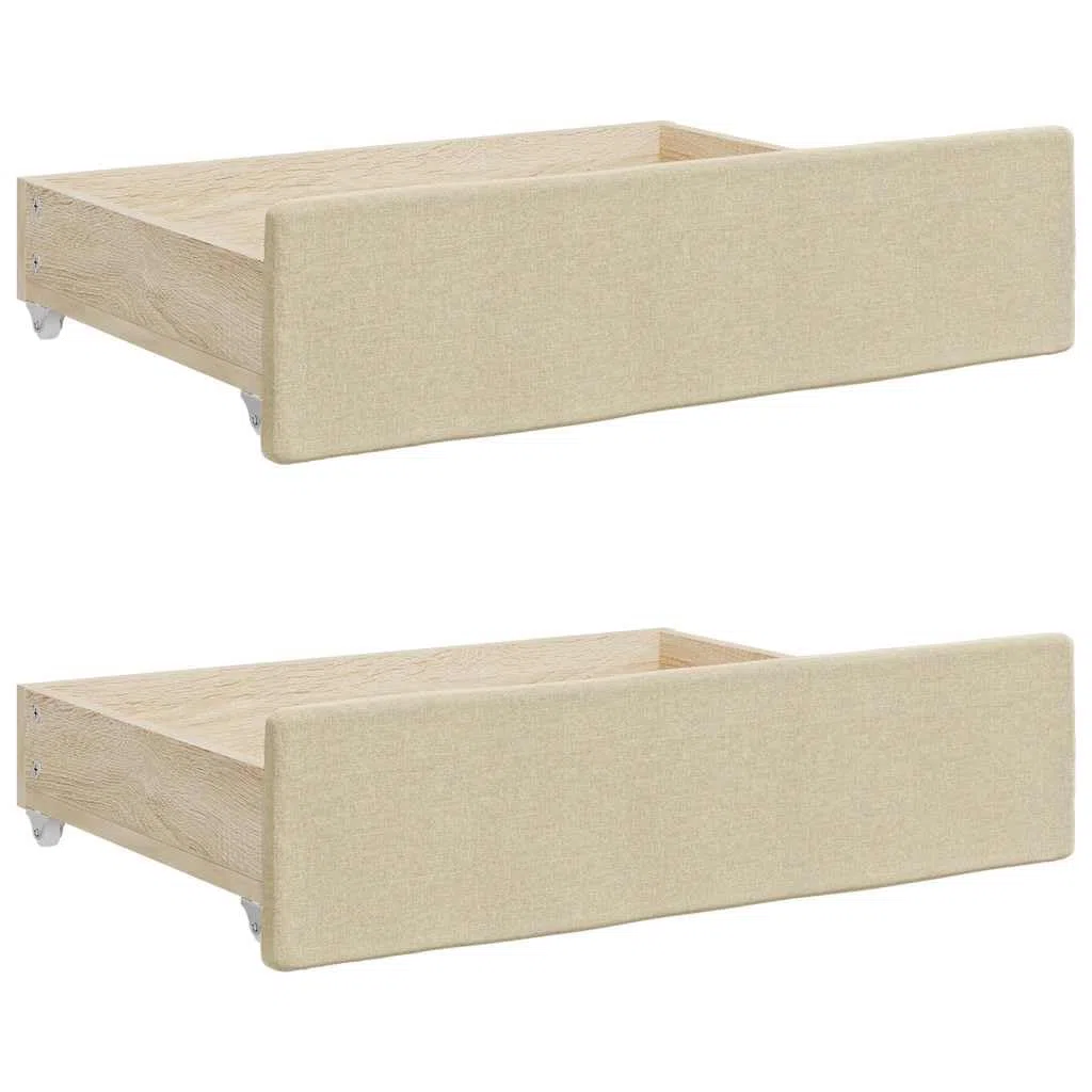 Genérico Cajones de Cama 2 uds Madera de ingeniería y Tela Color Crema,Camas y accesorios-833914