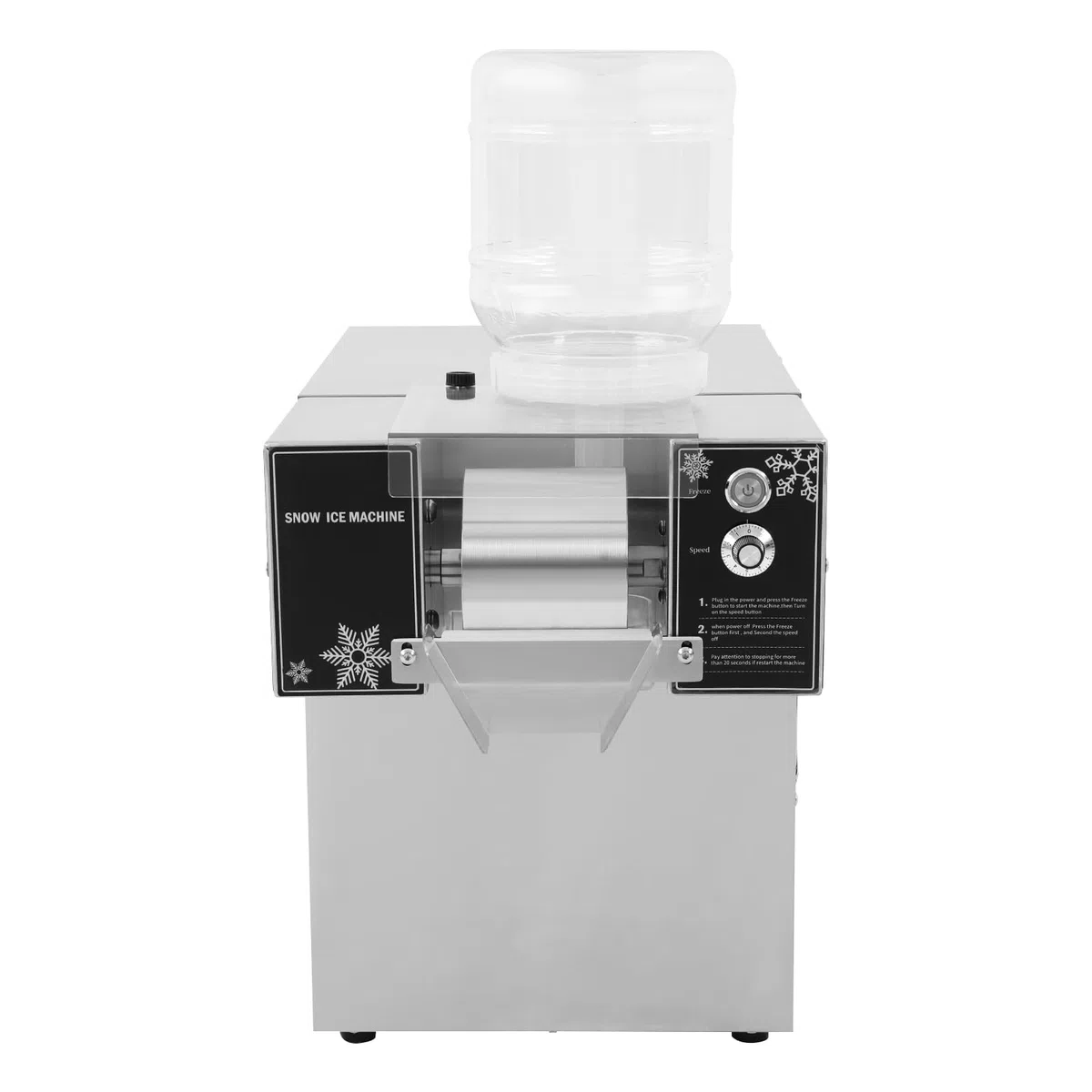 Máquina de hielo comercial de copo de nieve, 120 kg/día, máquina de hielo de copo de nieve 304, de acero inoxidable, compresor de refrigeración refrigerado por aire, 750 W/220 V (tipo botón)
