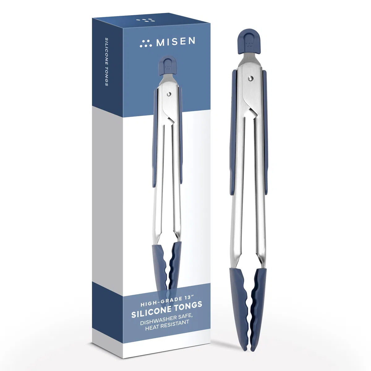 Misen Pinzas de cocina, aptas para lavavajillas, resistentes, herramienta de parrilla con punta de silicona de precisión, resistentes al calor, antiadherentes, perfectas para servir y freír al aire