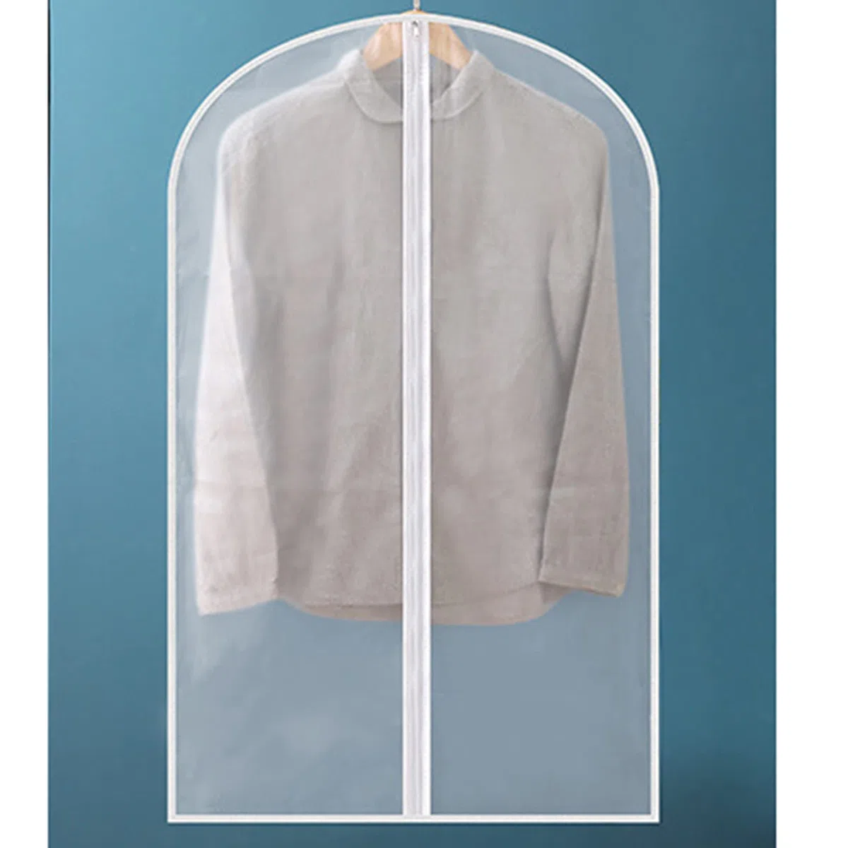 Bolsas para cubrir ropa con cremallera, 12 piezas Bolsa para ropa Lavable Transpa ropa Lavable Transparente, PEVA Colgar ropa Funda antipolvo para vestido Traje Abrigo Armario,White-60x140cm