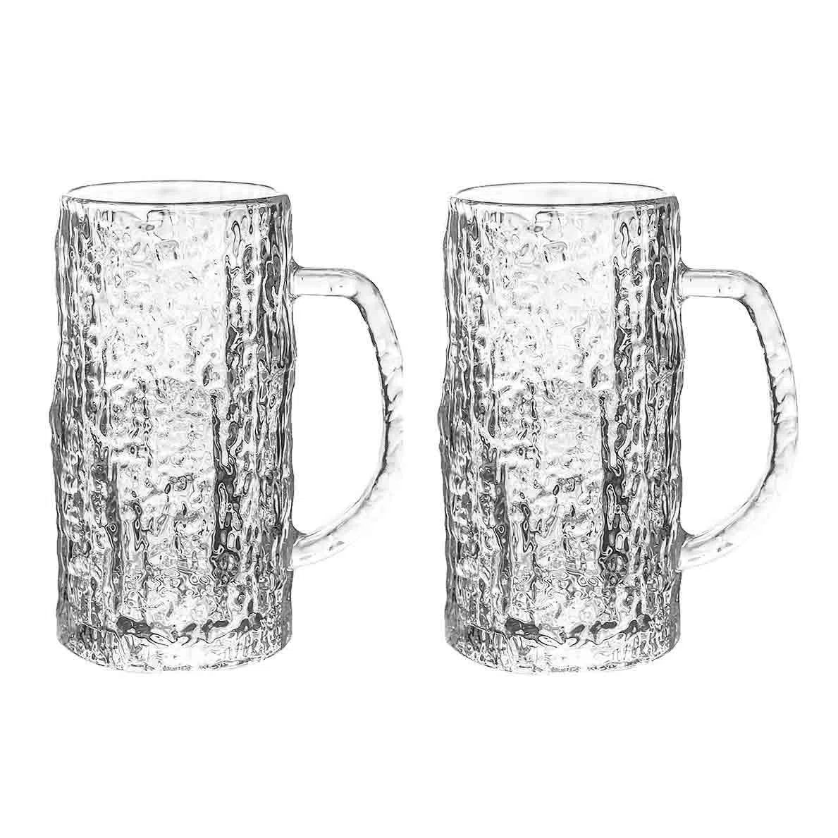 vasos de vidrio Juego de 2 jarras cerveza, vasos 16 oz con asa Cristalería de cocina