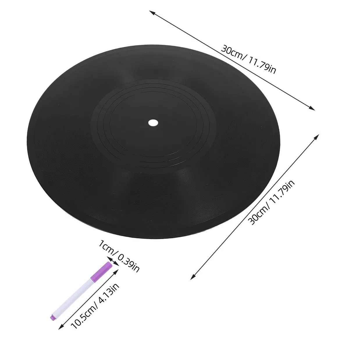 GLEAVI Disco de Vinilo Retro Negro de Plástico para DIY con Marcadores Incluidos, Ideal para Guestbook Alternatives y Decoración de Pared