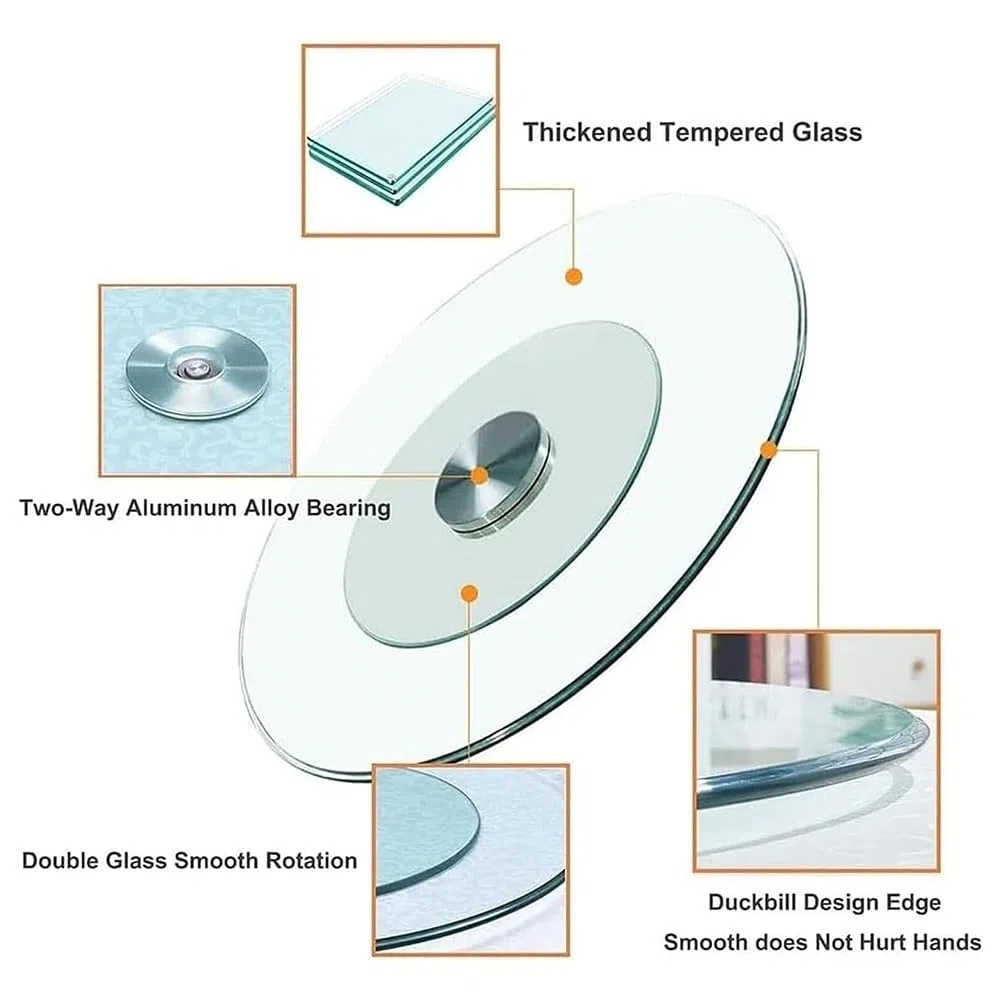 Plato Giratorio Cristal Lazy Susan 60-120cm Bandeja Giratoria Grande para Cocina Mesa De Comedor para Hotel En Casa(70cm (27 in))