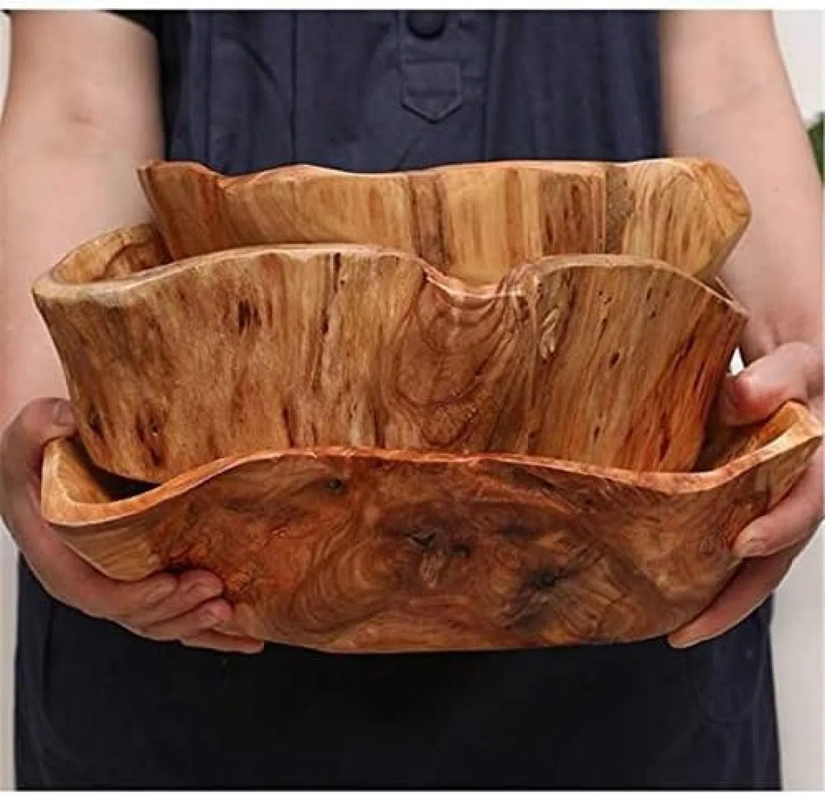 Cuenco de masa de madera flotante, centro de mesa grande hecho a mano para decoración de granja, perfecto como cuenco de frutas, arte de madera lisa natural