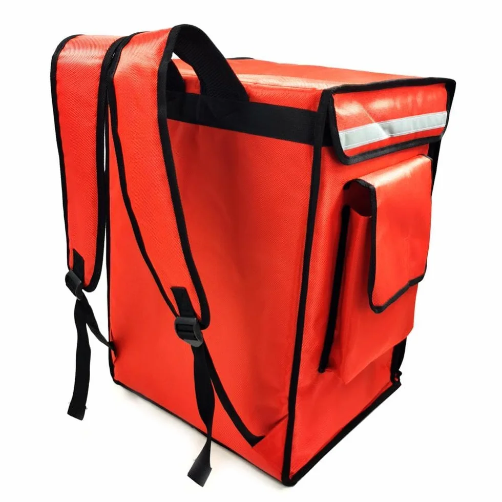 Mochila Isotérmica para Reparto de Comida, Bolsa de Catering, Bolsa Térmica para Alimentos Fríos Y Calientes para Reparto en Coche, Camping Y, Rojo, Individual