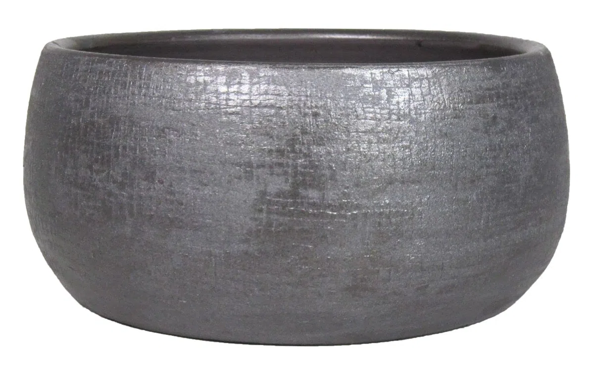 INNA-Glas Tazón de cerámica con Grano, Negro, 15 cm, Ø 33 cm - Cuenco Decorativo