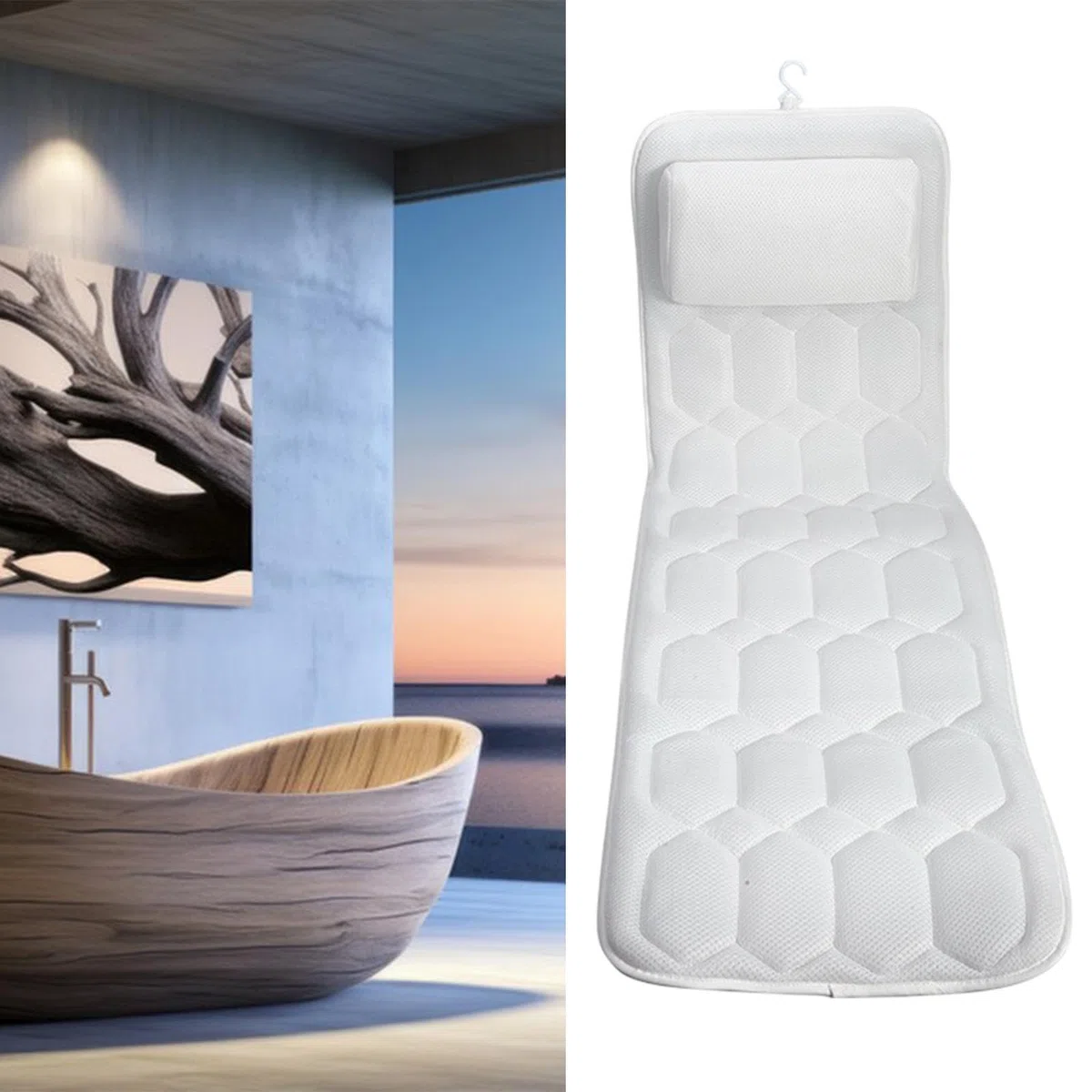 Almohada de Bañera con Soporte para La Espalda, Accesorio Portátil para SPA con Ventosas, Almohadilla de Baño, Reposacabezas, Almohada para Remojar La