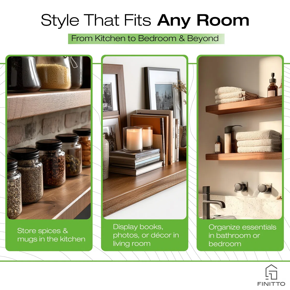 'Filo' | Estanteria Flotante de Madera de Acacia Maciza (Set de 2) | Balda de Pared Premium para Salón o Dormitorio | Estantes Decorativos con Montaje Oculto