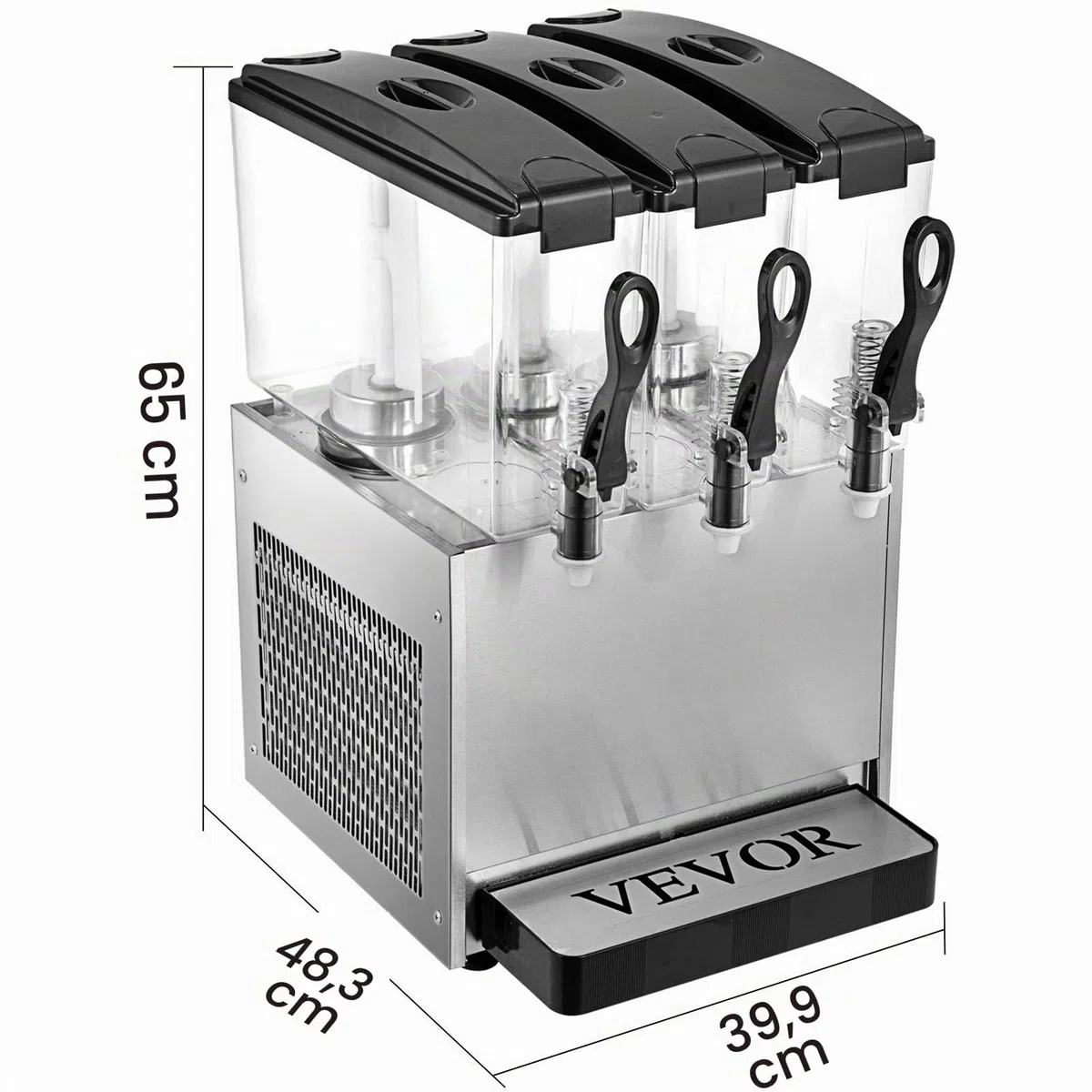 VEVOR Máquina de Dispensador de Bebida 36 L, Máquina de Bebidas Frío con Tanques 12 L * 3, Máquina de Dispensador de Jugo 270 W, Máquina de Bebidas Frías de Acero Inoxidable Temperatura 5-12℃