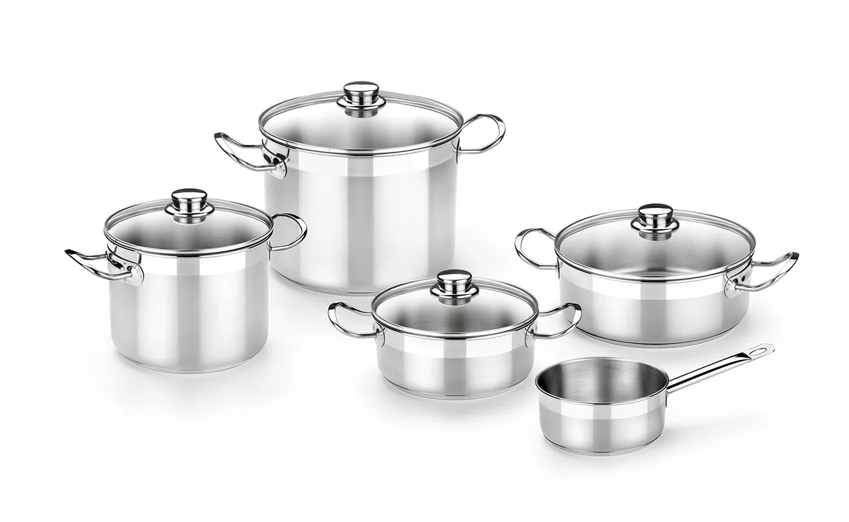 BRA Profesional | Batería 9 piezas, Apta para Todo Tipo De Cocinas Incluida Inducción, Acero Inoxidable, 18/10