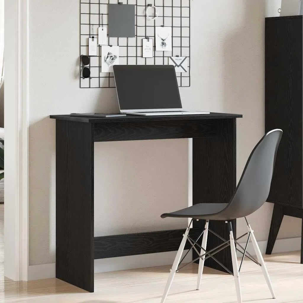 Escritorio negro 80 x 40 x 75 cm de material de madera, amplia superficie de trabajo para ordenador y utensilios de escritura, versátil en estudio, dormitorio, sala de estar