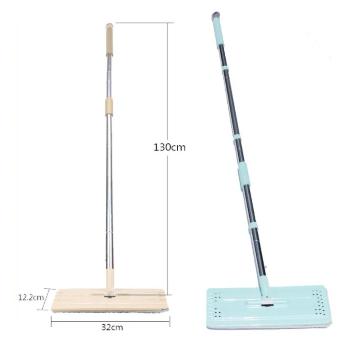 Fregona Cubo para Trapeador Plano con Manos Libres para Limpieza De Pisos Húmedos Y Secos, Cabezales Giratorios 360 ​​Grados Reutilizable Limpieza Suelo(Blue)