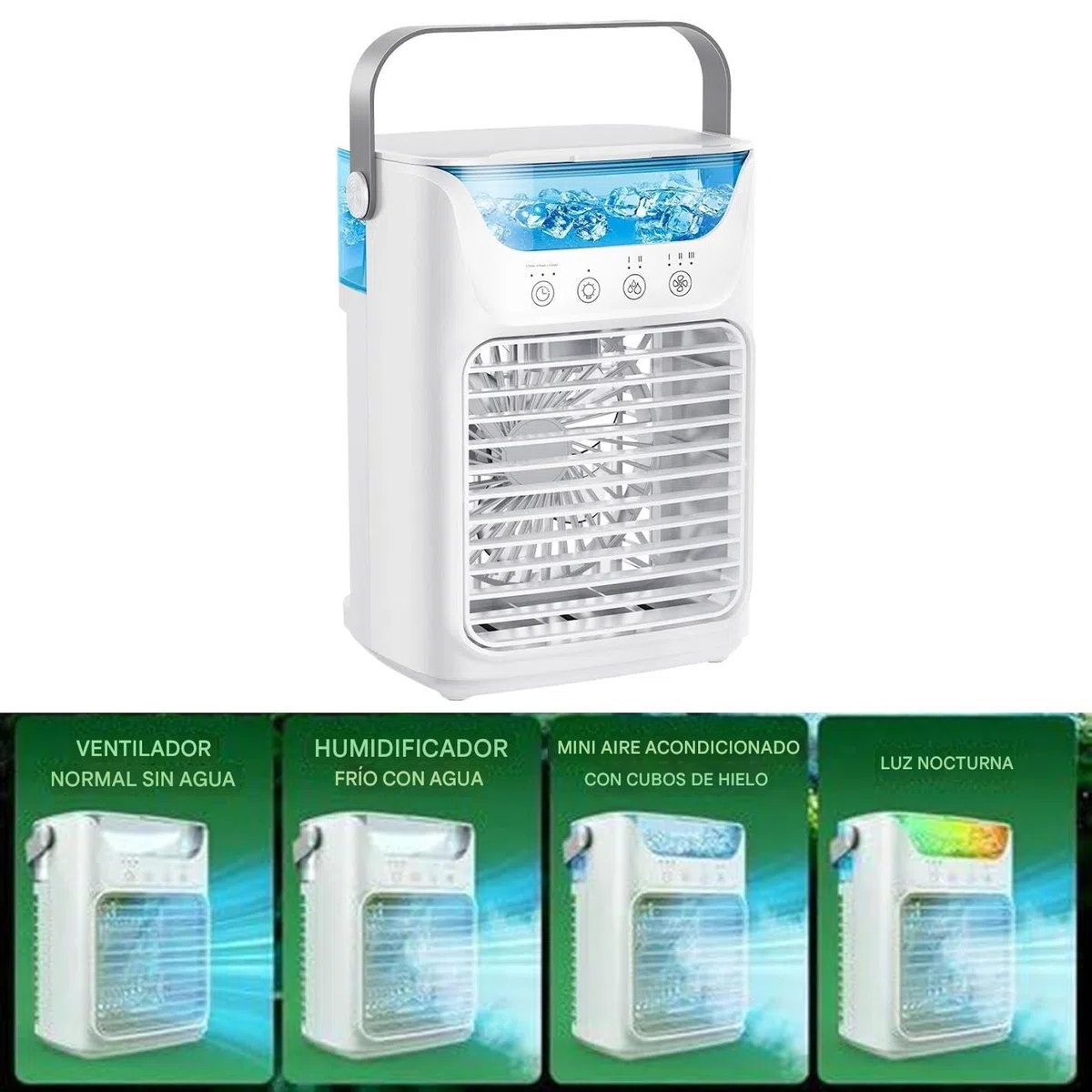 Ventilador Refrigerante de Aire Acondicionado Aire Acondicionado Silencioso | Ventilador Nebulizador Portátil Con Depósito De Agua Para Hogar Y Oficina