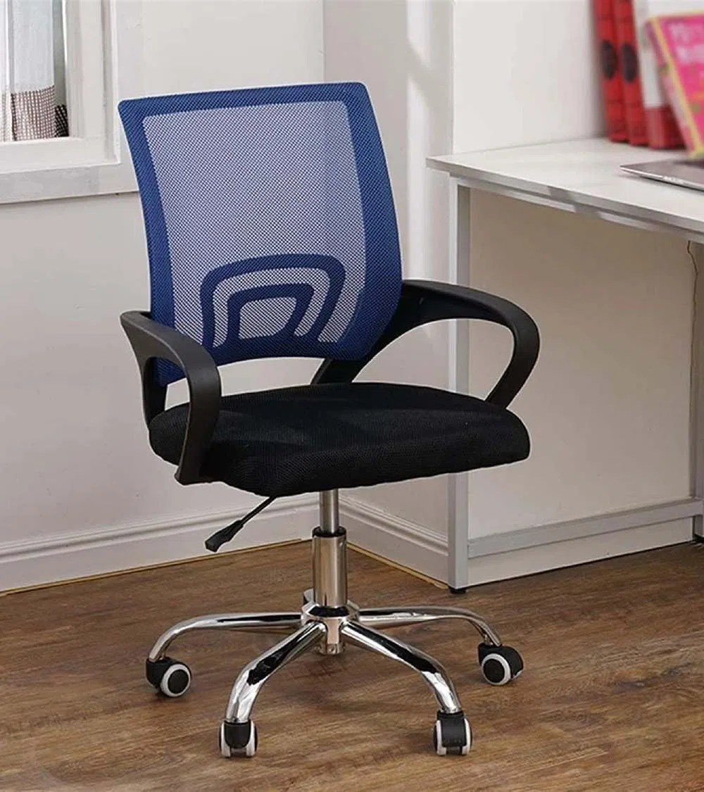 Home Heavenly® - Silla Escritorio Juvenil Vera, Silla Oficina giratoria y Regulable en Altura, Patas metálicas, en Tejido 3D. 60x60x90-102 cm. (Azul)