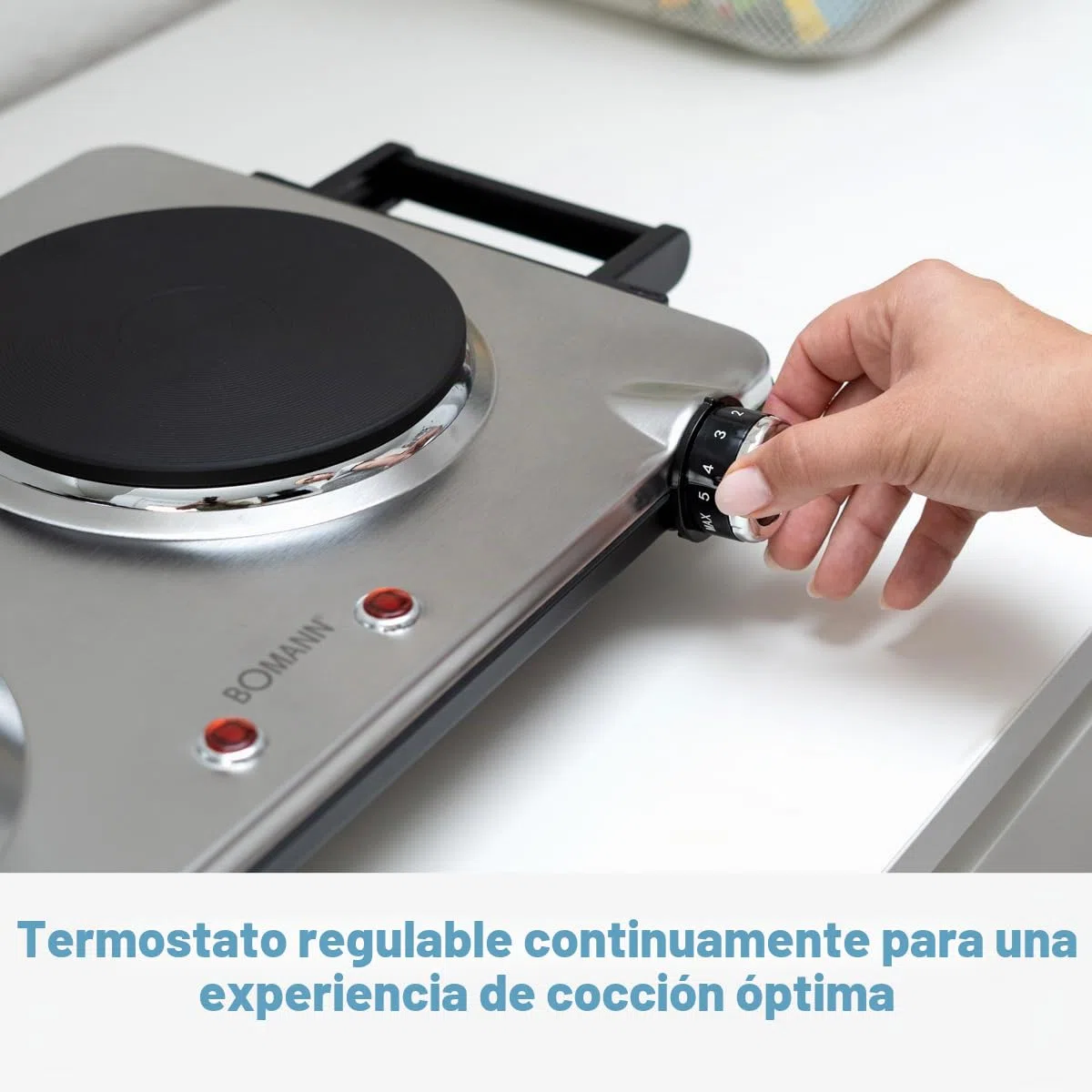 Bomann DKP 5033 S CB de acero inoxidable, placa de cocción doble/2 termostatos regulables continuos/2500 W