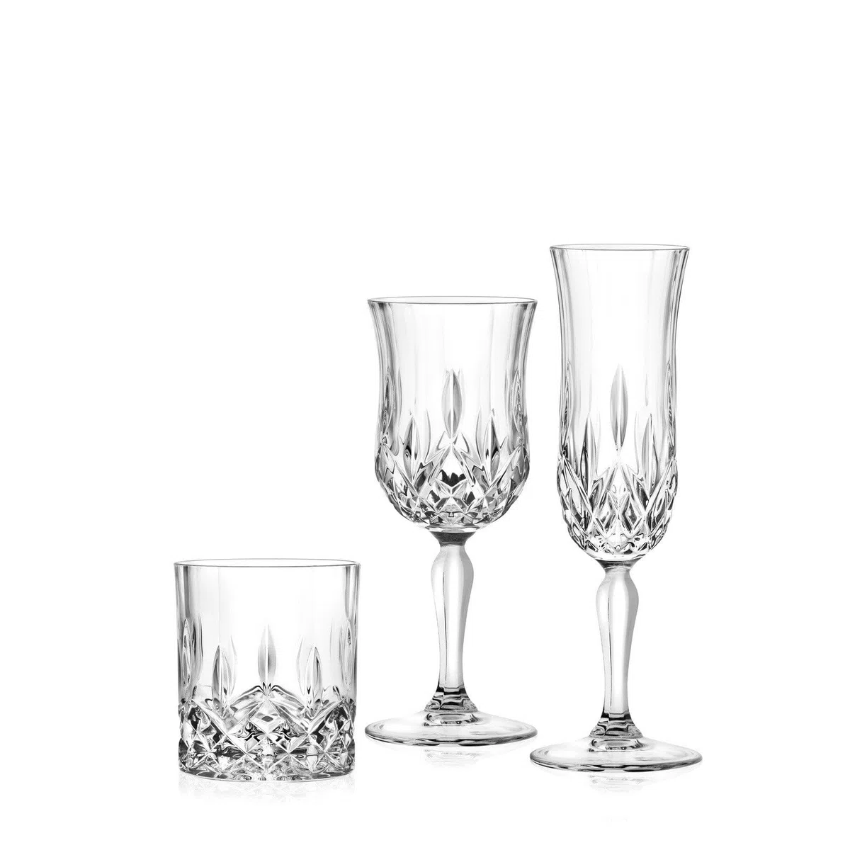RCR Opera - Servicio de 12 copas (6 copas de vino cl23 y 6 copas flauta cl13) + 6 vasos de agua de 30 cl