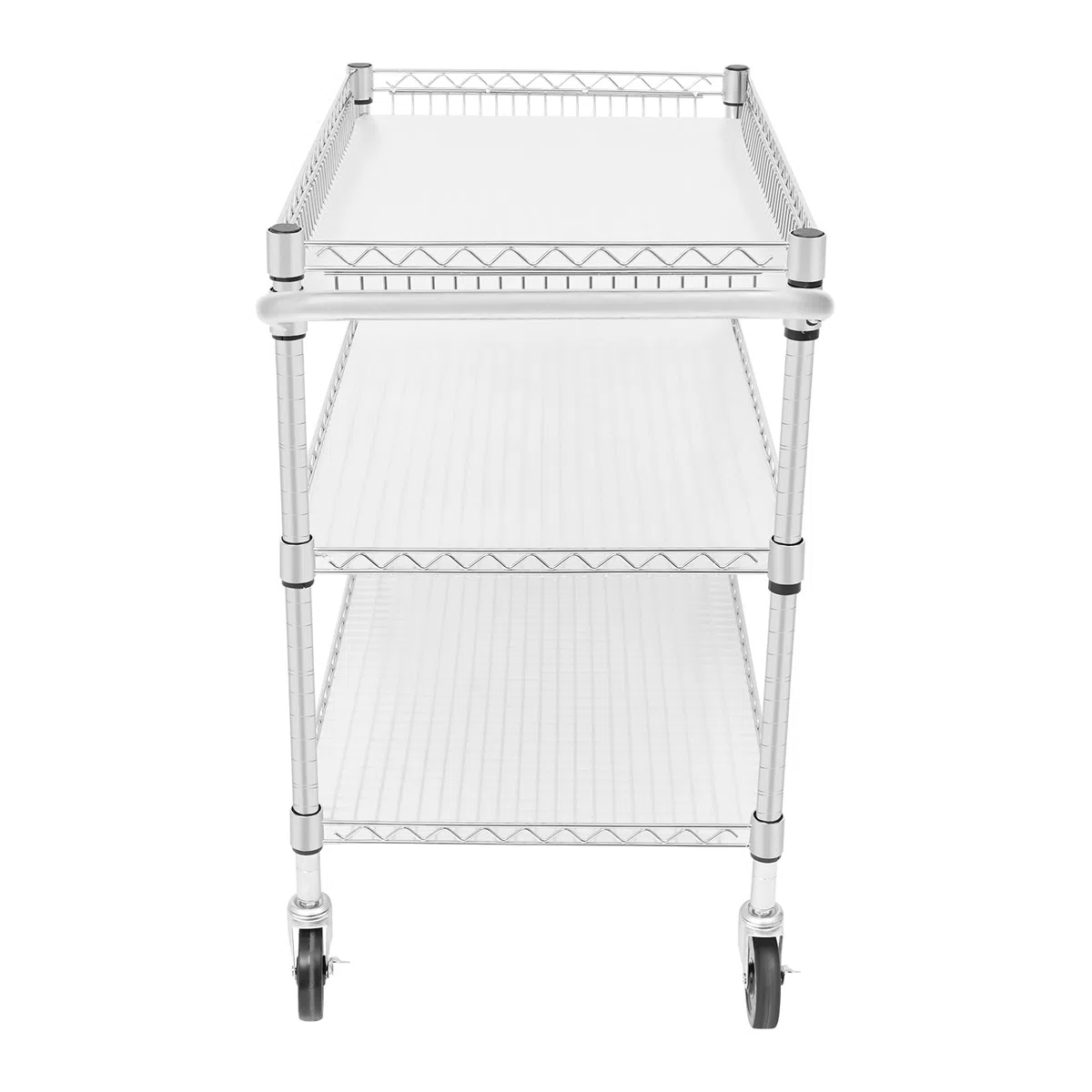 Carro de servicio con ruedas, 76 x 46 x 82,6 cm, 3 estantes, carro de transporte, capacidad de carga de 450 kg, para restaurantes, cocinas u hoteles