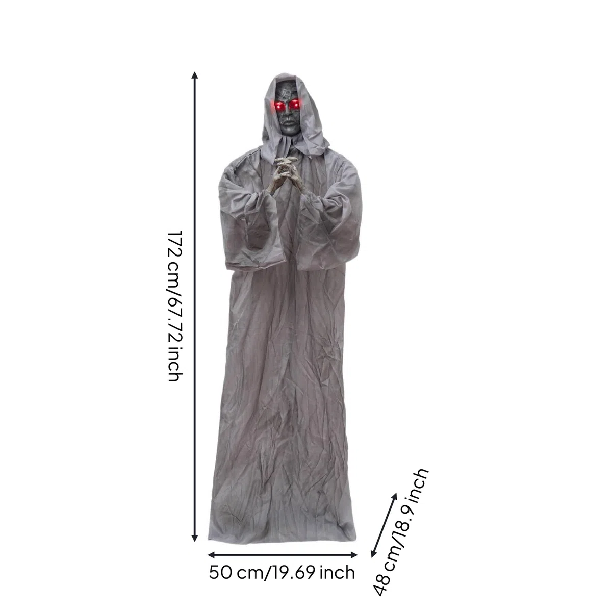 de con Capucha Figura Decorativa de Festival Estatua de Halloween Adorno con Material de Plástico y Tela Activación por Sonido y Temblores Adecuado para Fiestas Entradas Interiores