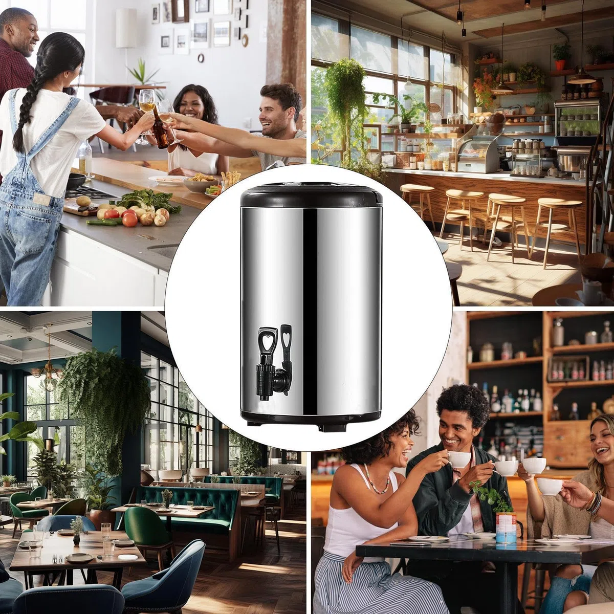 Dispensador de Bebidas Aislado Con Grifo Y Recipiente De Doble Pared | Dispensador de Café de Acero Inoxidable de Gran Capacidad para para bebidas frías y calientes, , té, leche, camping