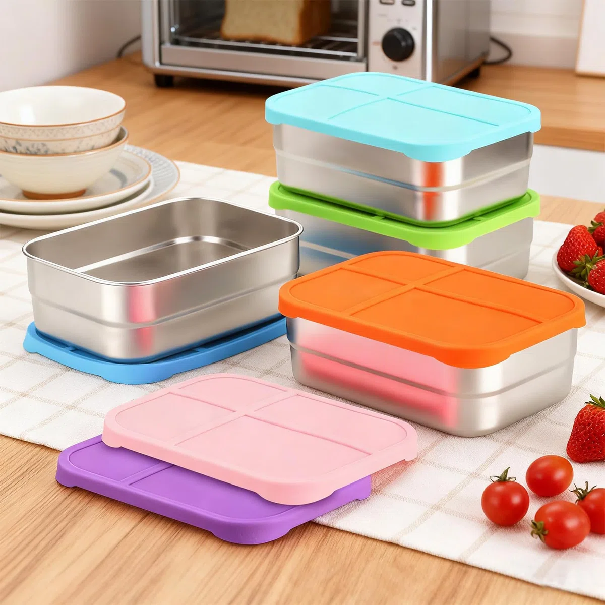 Para Snacks De Acero Inoxidable Recipiente Para Snacks 720 Ml Con Tapa De | Apilable Para Alimentos Para Almuerzo Escuela Viajes Picnic Guardería Deportes Oficina Hogar Camping Senderismo